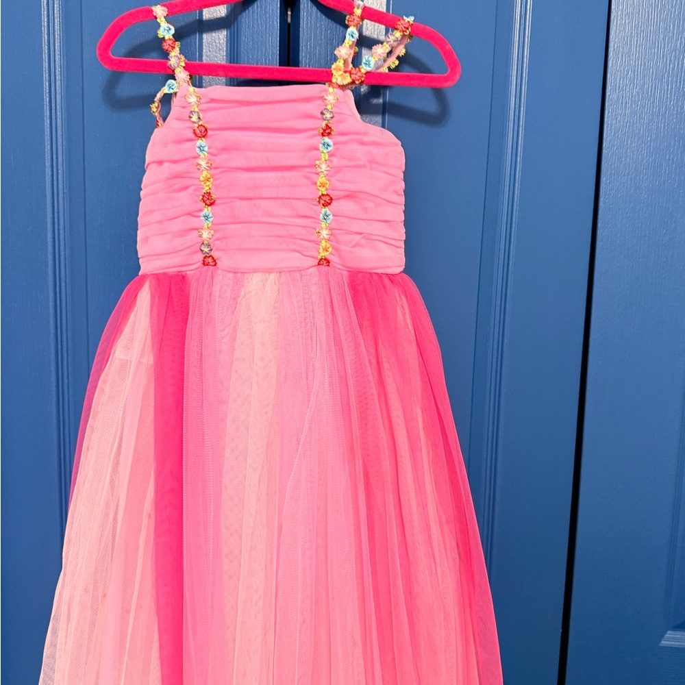 Sara Sara Pink Dress with Floral Accents